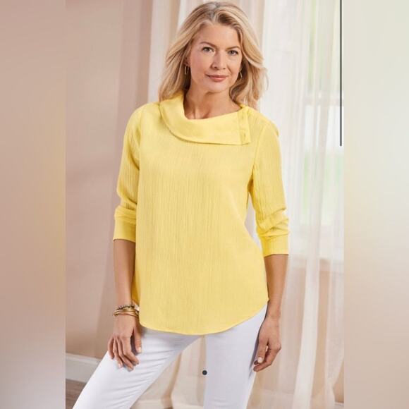 Soft Surroundings Giovinezza Womens Cowl Neck Cotton Pink Tunic Top Size Large - Picture 3 of 7